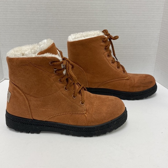 SQL Faux Fur Lined Lace Up Ankle Boots - Picture 3 of 7